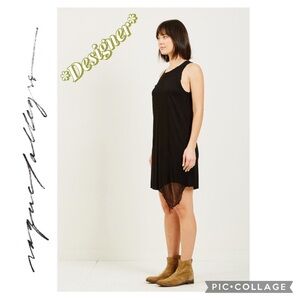 Raquel Allegra Black Muscle Tank Dress Distressed Hem Medium